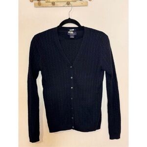 Brooks Brothers Women’s Navy Cashmere Silk Cable-Knit Cardigan Twinset